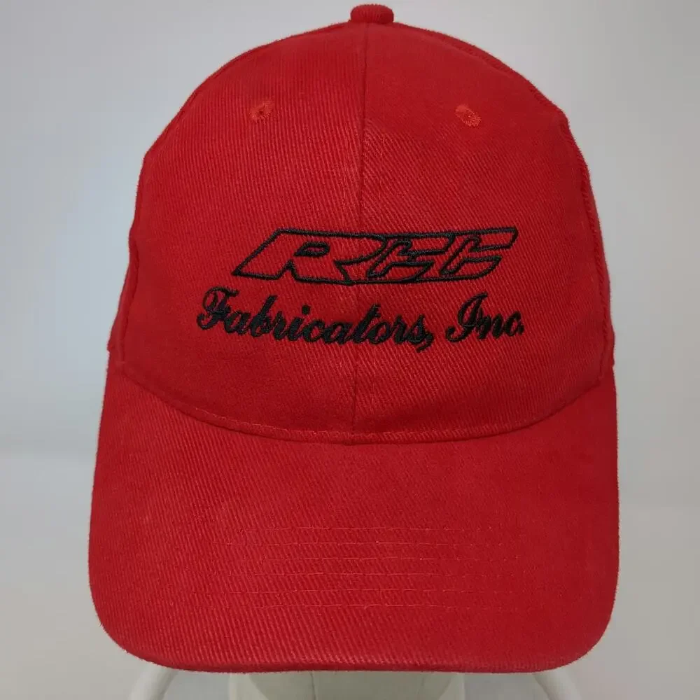 Red Baseball Cap One Size REC Fabricators Inc Embroidered Logo Slideback Hat